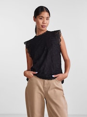 PIECES Black Lace Detail Top - Image 6 of 7