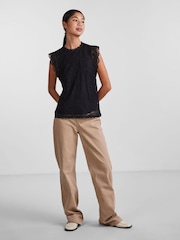 Preto - Top com detalhe de renda Pieces - Imagem 8 de 11