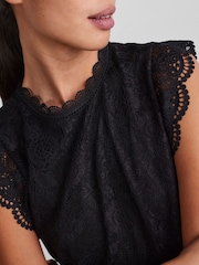 Preto - Top com detalhe de renda Pieces - Imagem 9 de 11