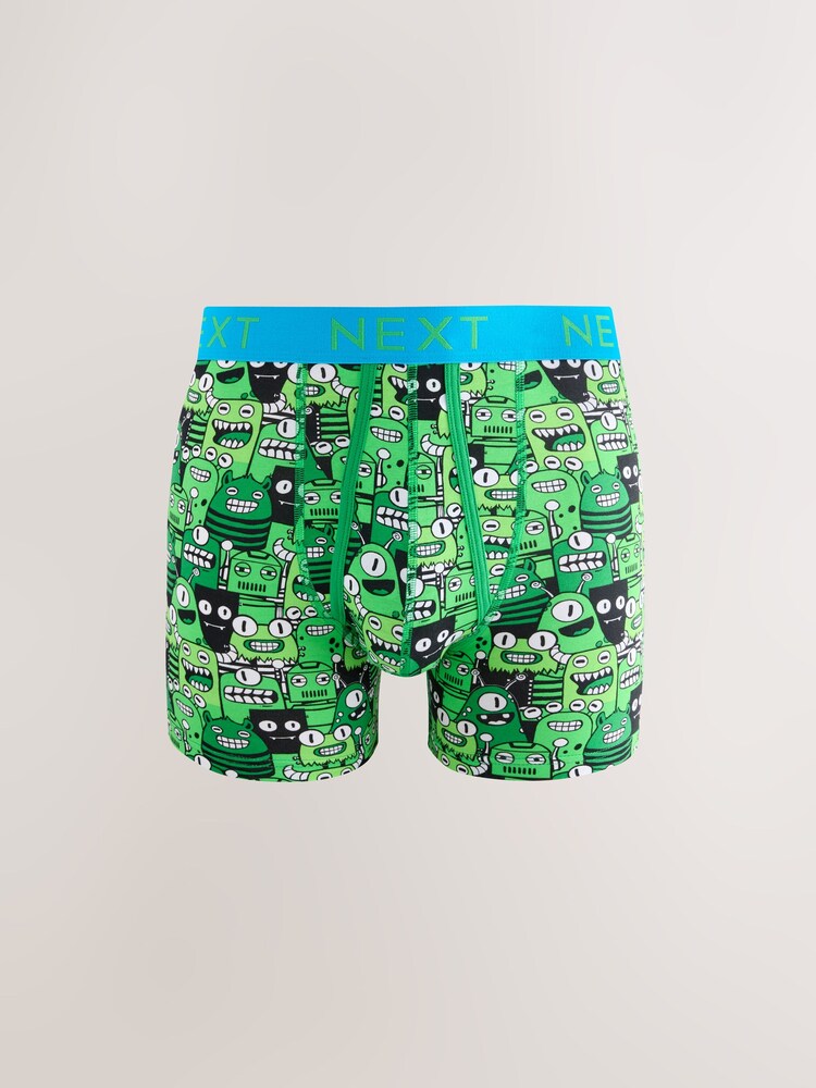 Bright Monster Pattern Print A-Front Boxers 4 Pack - Image 1 of 7