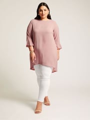 Yours Curve Pink Flute Sleeve Tunic - Image 1 of 2