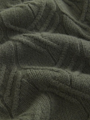 Green Regular Fit 100% Italian Merino Signature Cable Crew Jumper - Image 7 of 7
