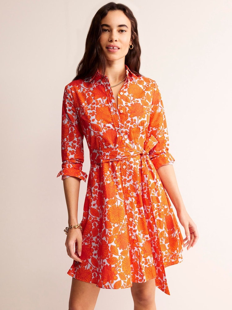 Boden Orange Amy 100% Cotton Short Shirt Dress - Image 1 of 6 Boden Orange Amy 100% Cotton Short Shirt Dress - Image 1 of 6