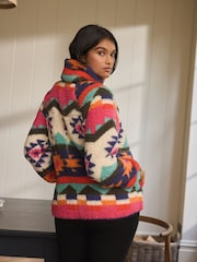Bright Ikat Borg Half Zip Jacket - Image 3 of 8