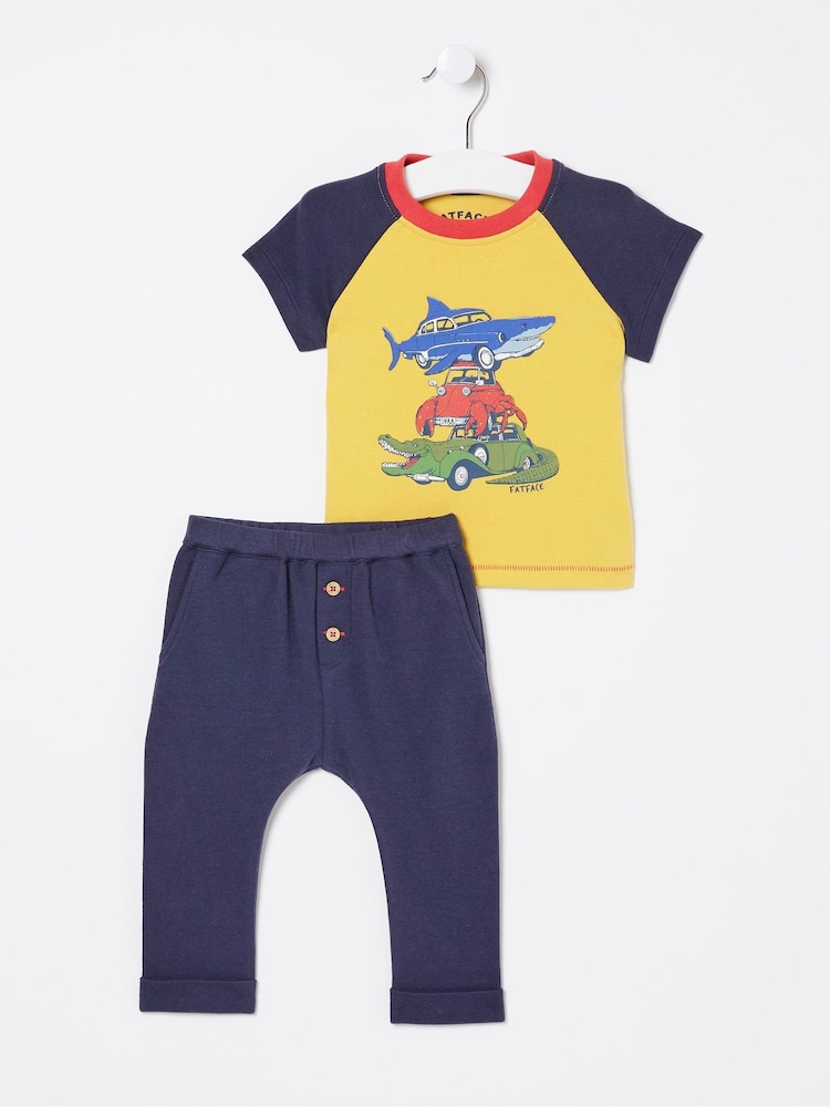 FatFace Yellow Shark Graphic Leggings Set - Image 1 of 1