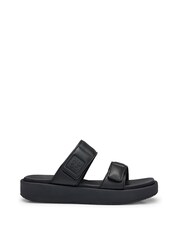 HUGO Faux Leather Slip-On Black Sandals With Padded Straps - Image 1 of 3