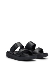 HUGO Faux Leather Slip-On Black Sandals With Padded Straps - Image 2 of 3