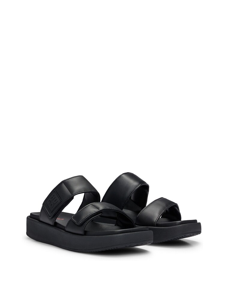 HUGO Faux Leather Slip-On Black Sandals With Padded Straps - Image 2 of 3