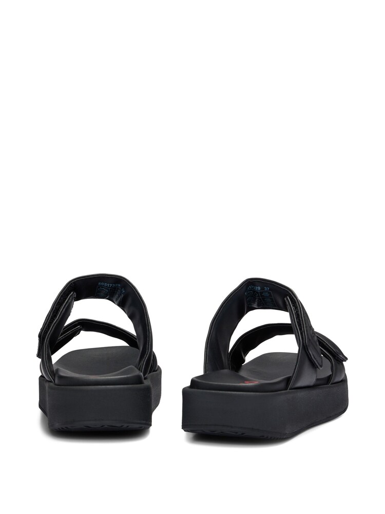 HUGO Faux Leather Slip-On Black Sandals With Padded Straps - Image 3 of 3