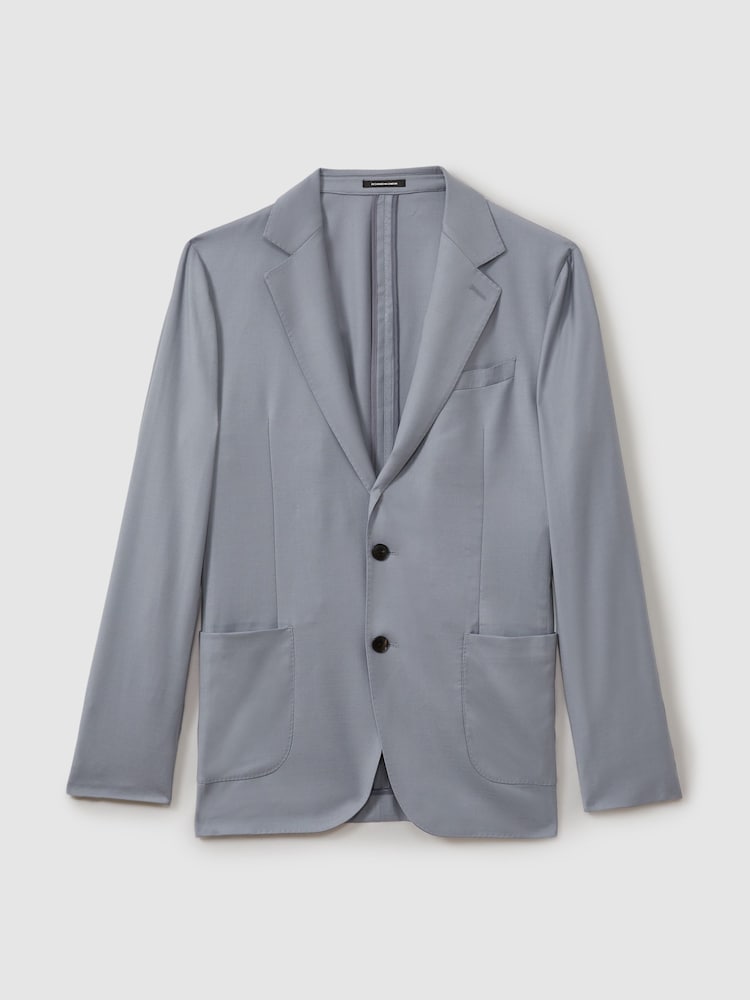 Reiss Airforce Blue Azure Wool Blend Single Breasted Blazer with Silk - Image 2 of 6