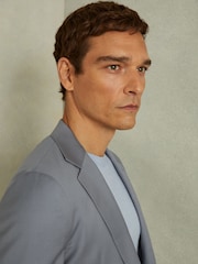 Reiss Airforce Blue Azure Wool Blend Single Breasted Blazer with Silk - Image 3 of 6