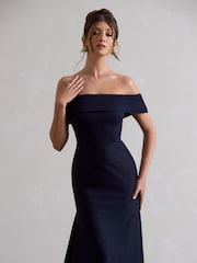 Club L London Navy Blue Windsor Bardot Maxi Dress - Image 2 of 3