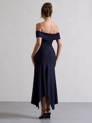 Club L London Navy Blue Windsor Bardot Maxi Dress - Image 3 of 3