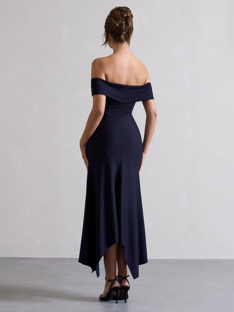 Club L London Navy Blue Windsor Bardot Maxi Dress - Image 3 of 3