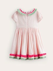 Boden Pink 100% Cotton Collared Seersucker Watermelon Dress - Image 2 of 3