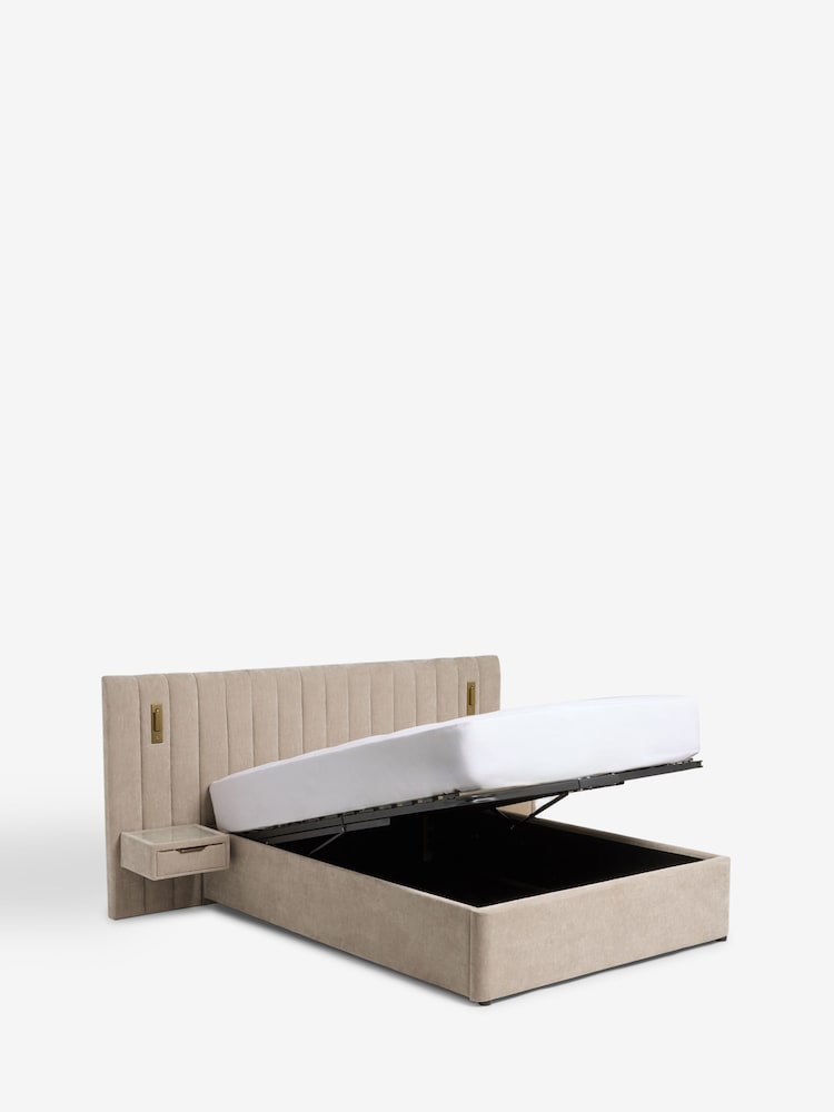 Relaxed Chenille Light Natural Mayfair Upholstered Hotel Bed Frame with Ottoman Storage Bedside Tables and Lights - Image 13 of 13 Relaxed Chenille Light Natural Mayfair Upholstered Hotel Bed Frame with Ottoman Storage Bedside Tables and Lights - Image 13 of 13