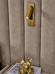 Relaxed Chenille Light Natural Mayfair Upholstered Hotel Bed Frame with Ottoman Storage Bedside Tables and Lights - Image 7 of 11