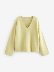 Yellow Rustic Soft Touch V-Neck Knitted Jumper - Image 6 of 7