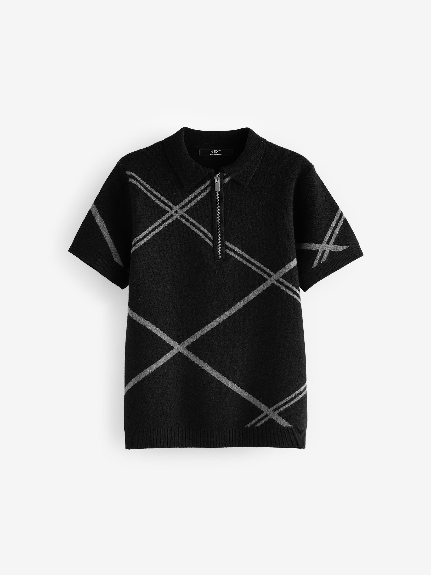 p(R)ojectR® Knit Polo Shirt Buy Black Argyle Knitted Zip Neck Polo Shirt (3-16yrs) from Next