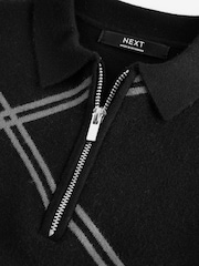 Black Argyle 100% Cotton Knitted Zip Neck Polo Shirt (3-16yrs) - Image 7 of 7