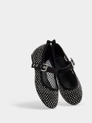 River Island Black Girls Mesh Diamante Ballerinas - Image 2 of 5