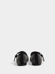 River Island Black Girls Mesh Diamante Ballerinas - Image 3 of 5