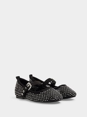 River Island Black Girls Mesh Diamante Ballerinas - Image 4 of 5