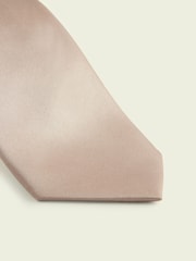 Neutral Brown Silk Tie And Pocket Square Set - Image 3 of 6