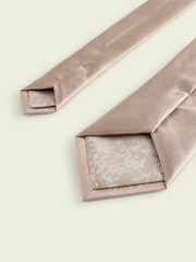 Neutral Brown Silk Tie And Pocket Square Set - Image 4 of 6