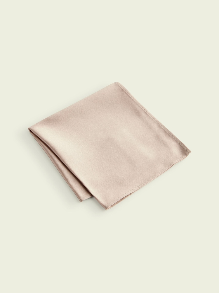 Neutral Brown Silk Tie And Pocket Square Set - Image 5 of 6