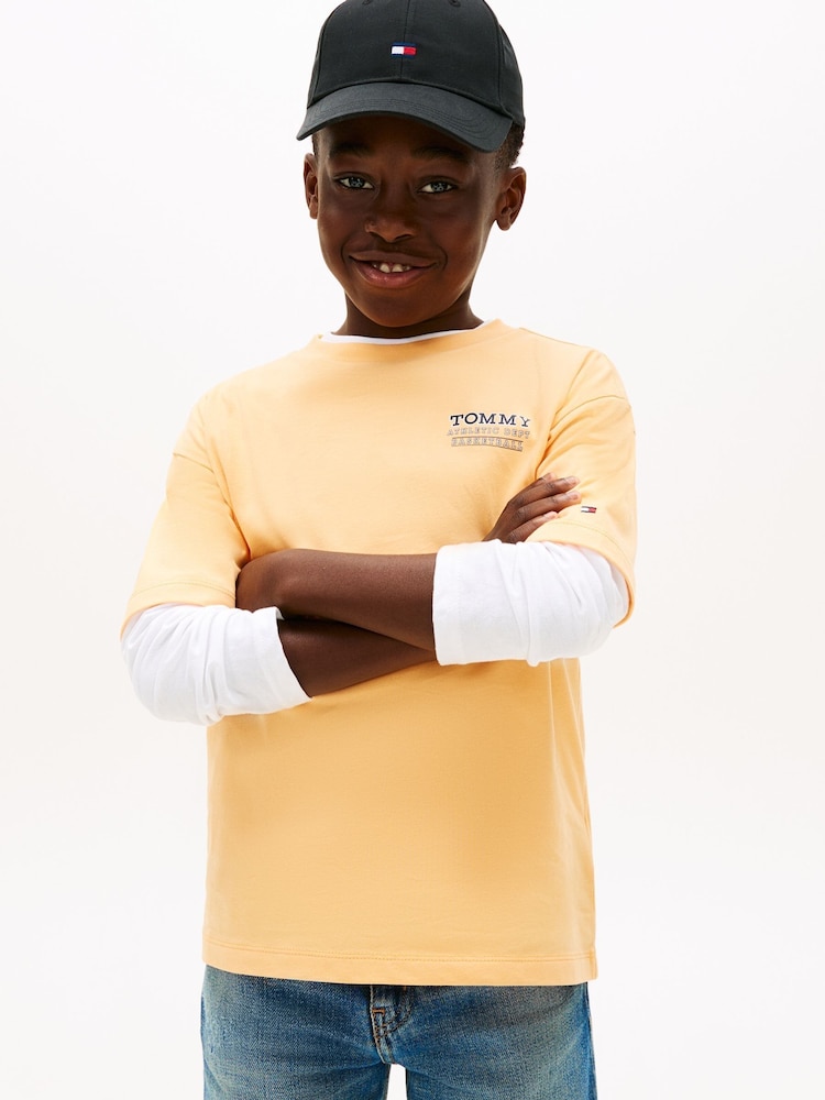Tommy Hilfiger Orange Back Graphic Crew Neck T-Shirt - Image 1 of 5 Tommy Hilfiger Orange Back Graphic Crew Neck T-Shirt - Image 1 of 5