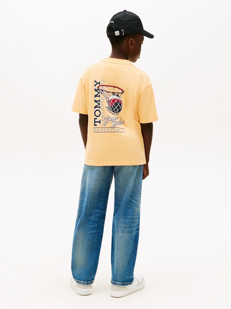 Tommy Hilfiger Orange Back Graphic Crew Neck T-Shirt - Image 2 of 5 Tommy Hilfiger Orange Back Graphic Crew Neck T-Shirt - Image 2 of 5