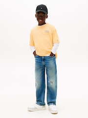 Tommy Hilfiger Orange Back Graphic Crew Neck T-Shirt - Image 3 of 5