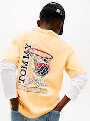Tommy Hilfiger Orange Back Graphic Crew Neck T-Shirt - Image 4 of 5