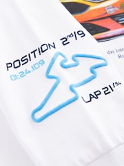 White Racing Car Relaxed Fit Long Sleeve Graphic Print 100% Cotton T-Shirt (3-16yrs) - Image 3 of 5