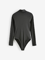 Slate Grey Long Sleeve Ribbed Roll Neck Bodysuit - Image 2 of 4