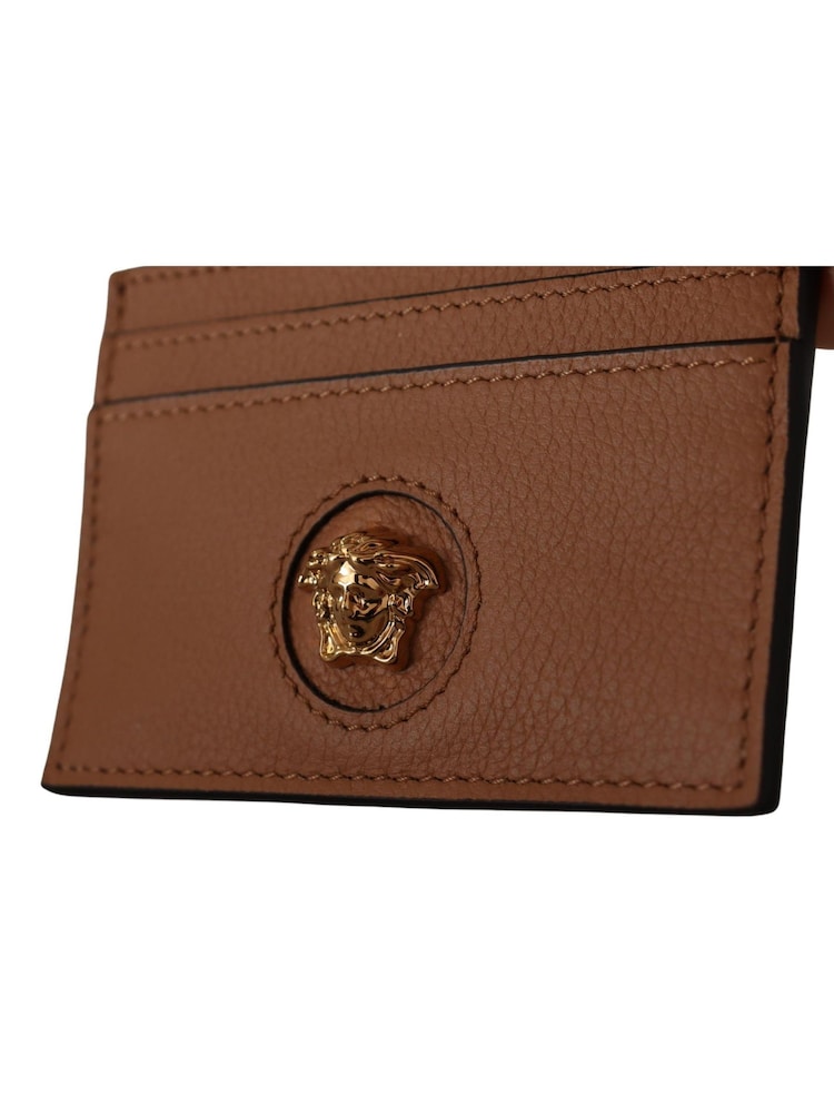 Versace Calf Leather Card Holder Brown Wallet - Image 6 of 6