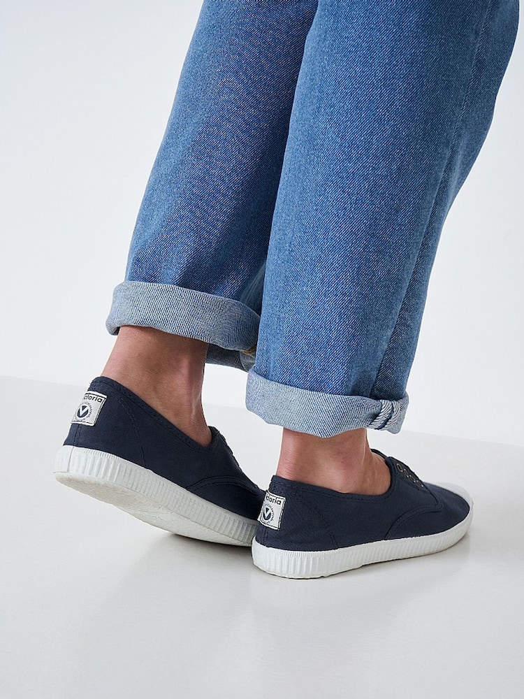 Crew Clothing Blue Laceless Canvas Trainers - Image 2 of 4