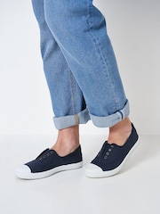 Crew Clothing Blue Laceless Canvas Trainers - Image 3 of 4