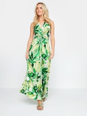 M&Co Green Tropical Print Knot Front Maxi Dress - Image 2 of 5