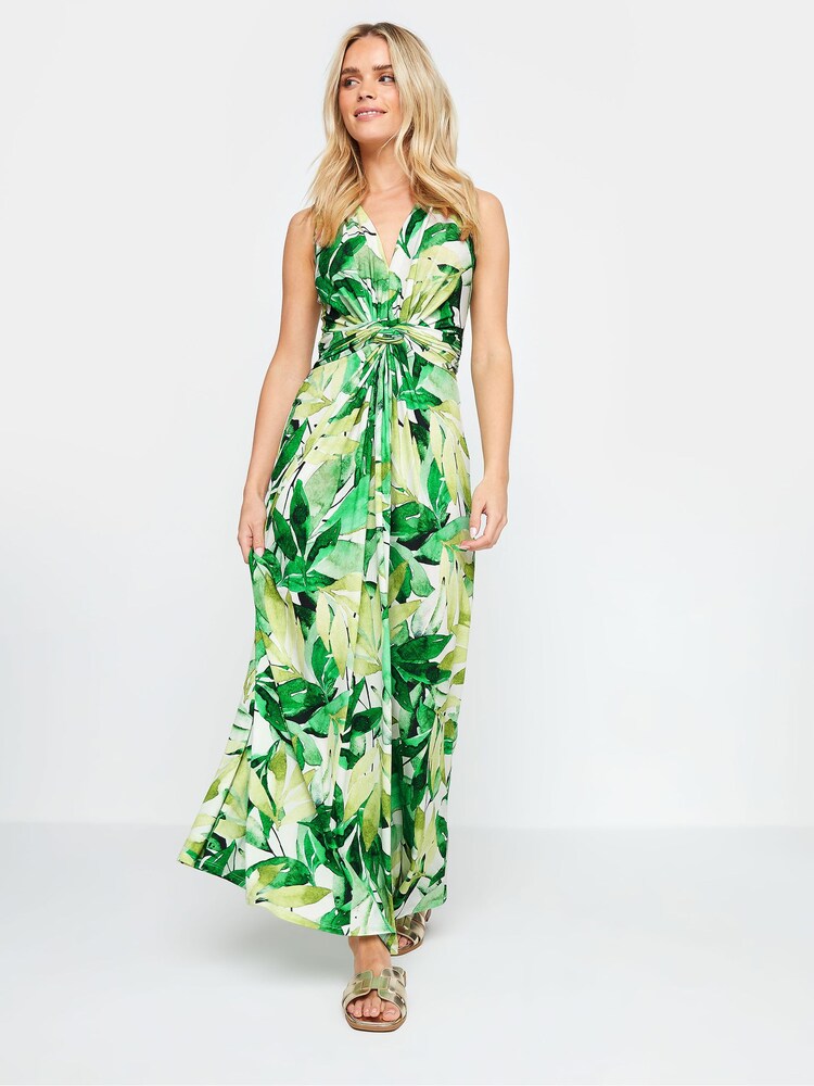 M&Co Green Tropical Print Knot Front Maxi Dress - Image 2 of 5