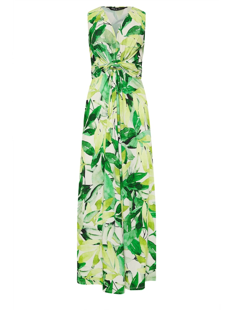 M&Co Green Tropical Print Knot Front Maxi Dress - Image 5 of 5