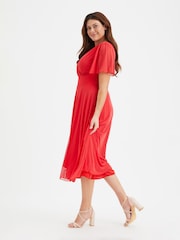 Scarlett & Jo Red Victoria Angel Sleeve Mesh Midi long Dress - Image 3 of 4