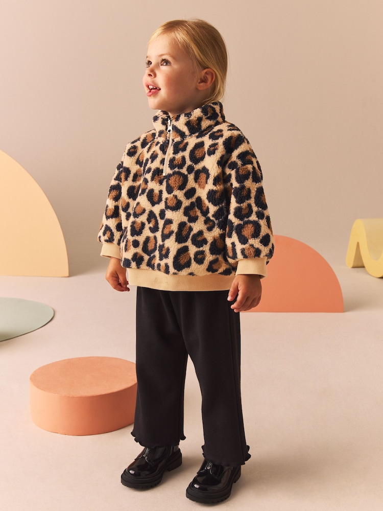 Animal Print Borg Fleece Half Zip Top (3mths-7yrs) - Image 2 of 8