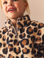 Animal Print Borg Fleece Half Zip Top (3mths-7yrs) - Image 4 of 8