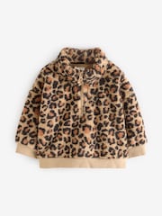 Animal Print Borg Fleece Half Zip Top (3mths-7yrs) - Image 5 of 8