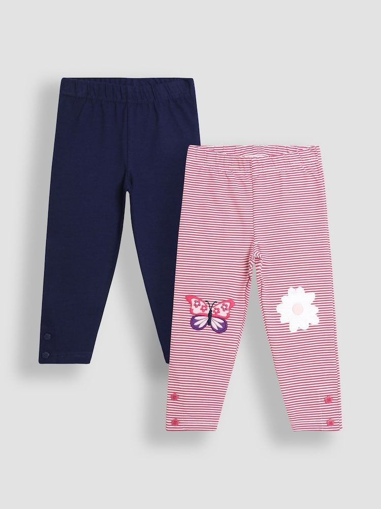 JoJo Maman Bébé Orchid Butterfly Appliqué Leggings 2 Pack - Image 1 of 7 JoJo Maman Bébé Orchid Butterfly Appliqué Leggings 2 Pack - Image 1 of 7