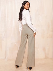 Friends Like These Brown Petite Wide Leg Tailored Check Trousers - Image 4 of 4