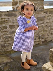 JoJo Maman Bébé Frill Shoulder Smocked Dress & Tights Set - صورة 1 من 7