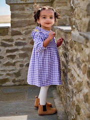 JoJo Maman Bébé Frill Shoulder Smocked Dress & Tights Set - صورة 3 من 7